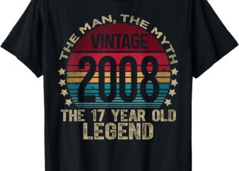 17 Year Old Gifts Vintage 2008 Limited Edition 17th Birthday T-Shirt