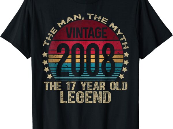 17 year old gifts vintage 2008 limited edition 17th birthday t-shirt