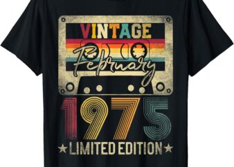 1975 February Vintage Limited Edition 50th Birthday Retro T-Shirt