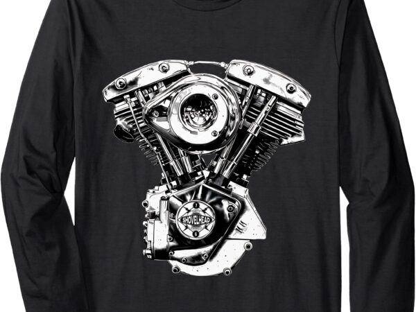 1976 cone shovelhead hd old school motorcycle vtwin retro long sleeve t-shirt