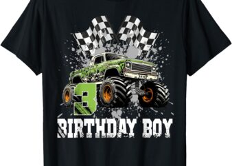 3 Year Old 3rd Birthday Boy Monster Truck Car T-Shirt