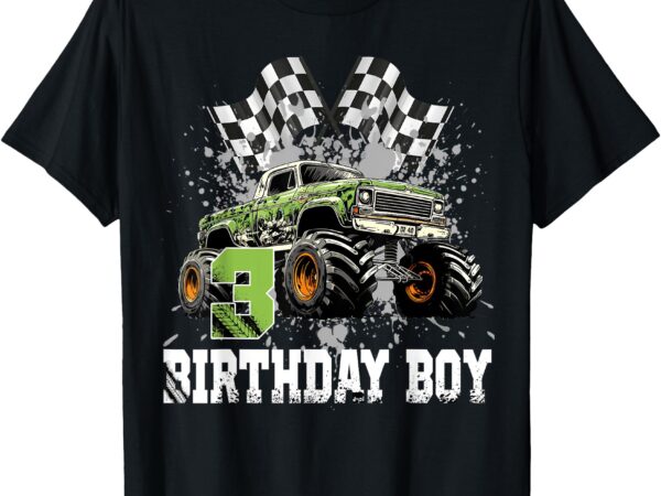 3 year old 3rd birthday boy monster truck car t-shirt