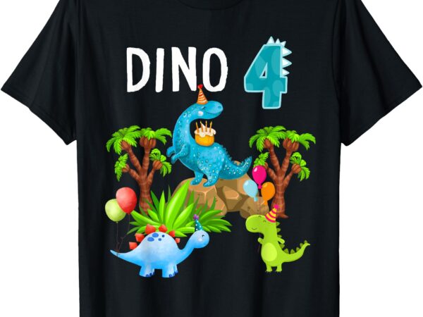 4 year old birthday, dinosaur. t-shirt