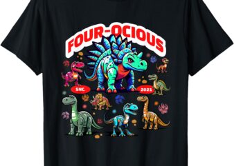 4th Birthday Party Dinosaur – Funny Stegosaurus 4 Years Old T-Shirt