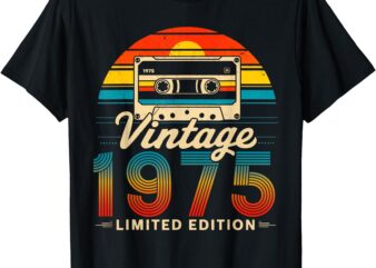 50 Years Old Gifts Vintage Born In 1975 Retro 50th Birthday T-Shirt