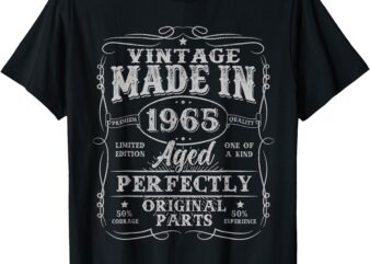 60 Years Old Made In 1965 Vintage Decorations Birthday Men T-Shirt