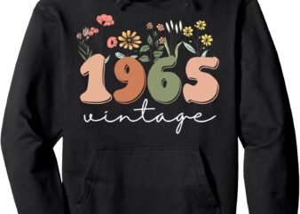 60 Years Old Vintage 1965 60th Birthday Tee Wildflower Women Pullover Hoodie