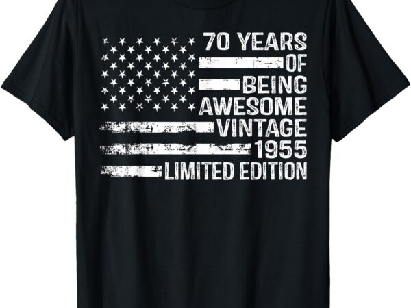 70 years old birthday vintage american flag 70th birthday t-shirt