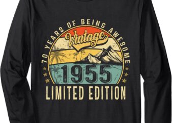 70 Years Old Gift Vintage 1955 70th Birthday Retro Men Women Long Sleeve T-Shirt