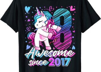 8 Year Old Unicorn Gifts For Girls 8th Birthday Girl Party T-Shirt