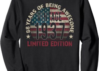 88th Birthday Gift men Vintage born 1937 turning 88 Year Old Sweatshirt