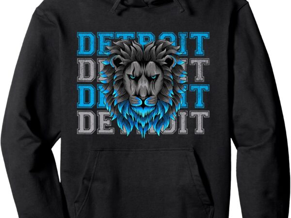 All grit – detroit cool retro lion lovers detroit apparel pullover hoodie t shirt vector