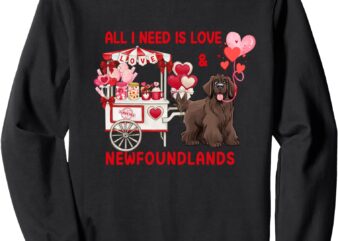 All I Need Is Love & Newfoundlands Cute Heart Brown Newfie Sweatshirt