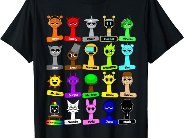 All my sprunki with names toys for boys and girls t-shirt