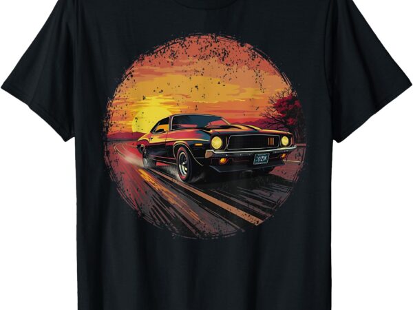 American car horsepower classic muscle car vintage sunset t-shirt