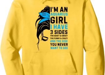 Aquarius Girl Birthday Aquarius Zodiac Sign Messy Bun Funny Pullover Hoodie