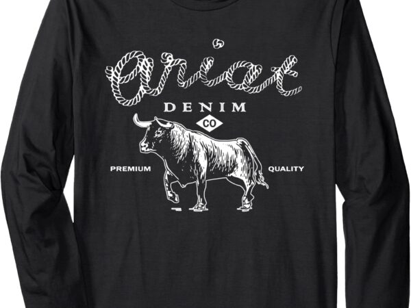 Ariat denim bull premium quality co, western flair long sleeve t-shirt