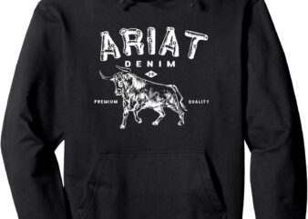 Ariat Denim Bull, Western Flair, Vintage Inspired Tee Pullover Hoodie