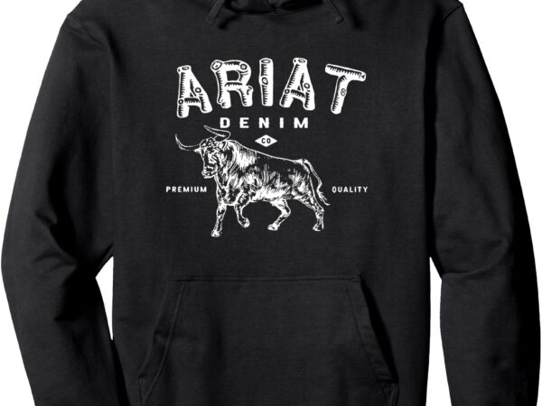 Ariat denim bull, western flair, vintage inspired tee pullover hoodie t shirt vector