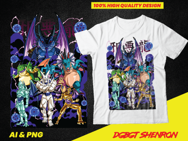 Anime dragon ball gt shenron shirt design, sublimation, dtf, dtg, anime manga, png, ai