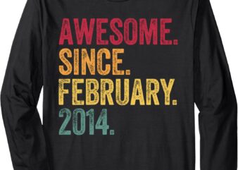 Awesome Since February 2014 11 Years Old 11th Birthday Long Sleeve T-Shirt