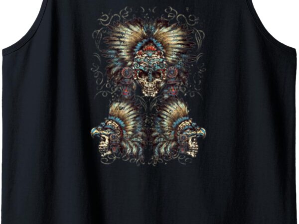 Aztec skulls cool fashion vintage native american tank top t shirt vector