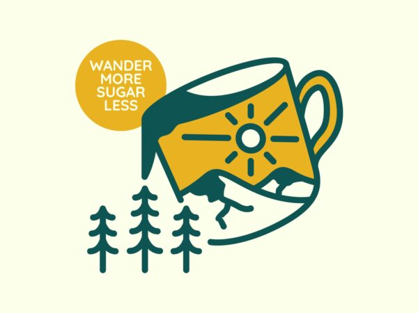 Wander more sugar less 1 t shirt design for sale