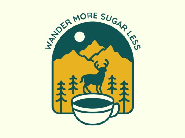 Wander more sugar less 2 t shirt design for sale