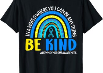 Be Kind Down Syndrome Awareness Ribbon Rainbow Gifts T-Shirt