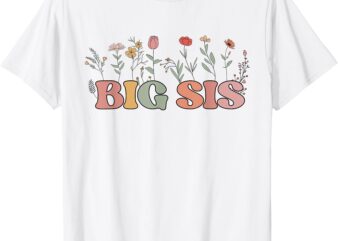 Big Sis Floral Baby Announcement Pregnancy Reveal Cute Boho T-Shirt