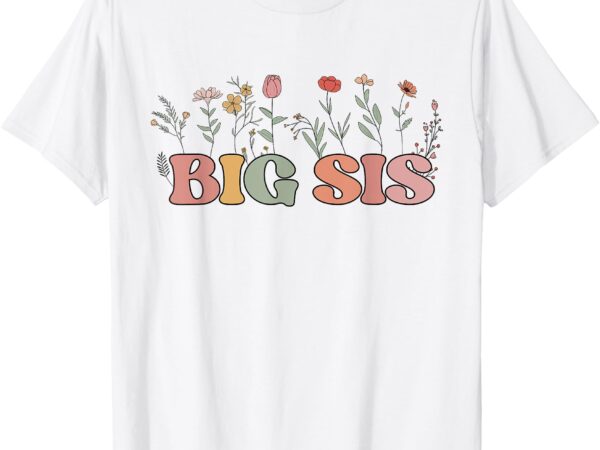 Big sis floral baby announcement pregnancy reveal cute boho t-shirt