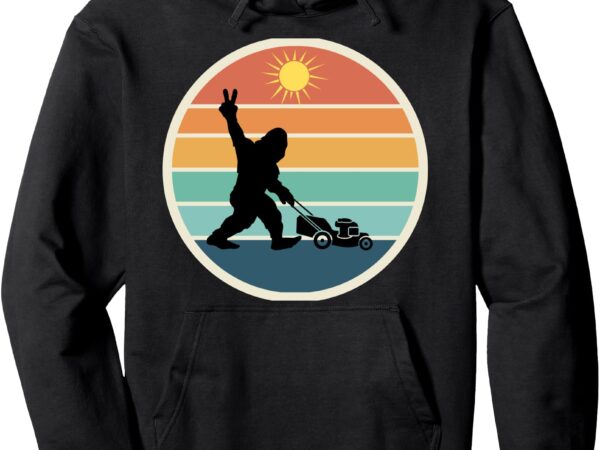 Bigfoot mowing grass – sasquatch peace sign gift idea pullover hoodie t shirt template