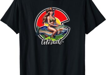 Bikini Woman on a Trout, Colorado Fishing T-Shirt