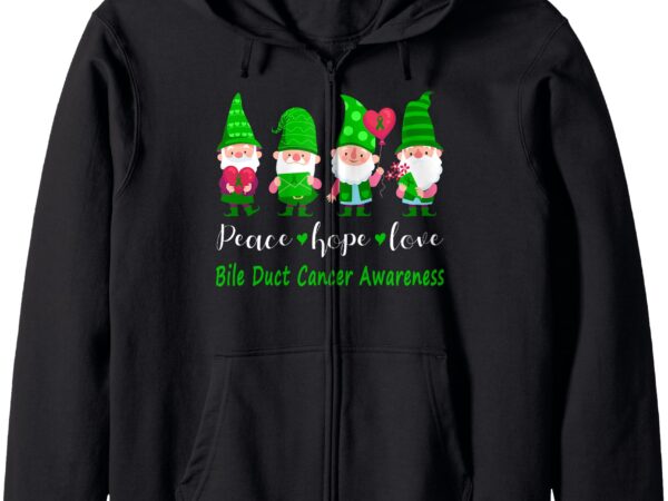 Bile duct cancer awareness cute gnomes peace hope love zip hoodie t shirt template