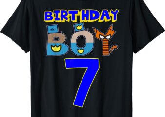 Birthday Boy 7 Dog Family Party Matching Man Kid T-Shirt