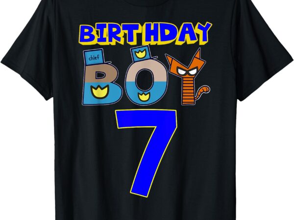 Birthday boy 7 dog family party matching man kid t-shirt