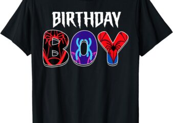 Birthday Boy Shirt Kids Birthday Party Spider Theme Outfits T-Shirt