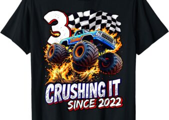 Birthday Monster Truck 3 year Old Boys 3rd Party Born 2022 T-Shirt