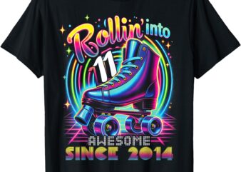 Birthday Roller Skating 11th Girl Rollin into 11 Skate Party T-Shirt