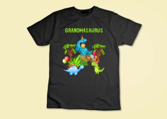 Grandmasaurus Dinosaur Birthday T-Shirt disign