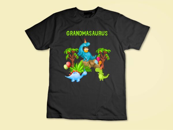 Grandmasaurus dinosaur birthday t-shirt disign