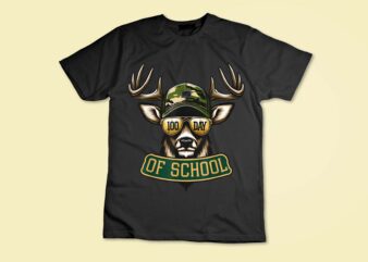 100 Days Of School Deer Student Boys Girls 100th Day T-Shirt disign