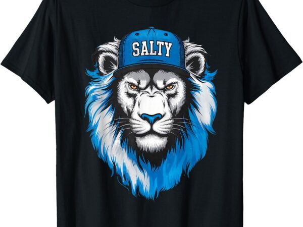 Blue lions salty wearing hat salty cool lions strong lions. t-shirt