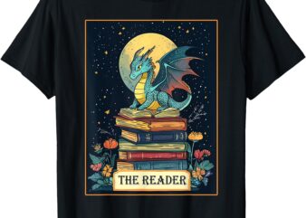 Book Dragon The Reader Tarot Romantasy Book Lover Bookish T-Shirt