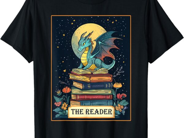 Book dragon the reader tarot romantasy book lover bookish t-shirt