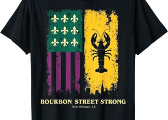 Bourbon Street Strong New Orleans Pride Crawfish Mardi Gras T-Shirt