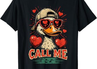 Boys Call Me Duck Hunting Valentine’s Day Mallard Duck Kids T-Shirt