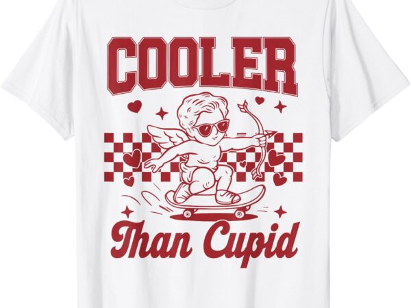 Boys valentine’s day cooler than cupid skateboarding kids t-shirt