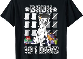 Bruh 100 Days Of School Dalmatian Dog Dabbing 100th Day Boys T-Shirt