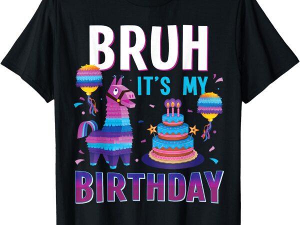 Bruh its my birthday llama pinata funny bday kids boys t-shirt